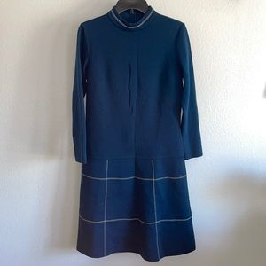 Vintage 60s Mock Neck Teal Dress